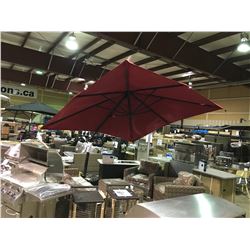 CALIFORNIA UMBRELLA RED 10' X 10' 360 DEGREE BASE EASY CRANK OUTDOOR PATIO UMBRELLA