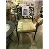 Image 2 : PAIR OF CAST ALUMINUM SCROLL BACK OUTDOOR PATIO ARM CHAIRS WITH SUNBRELLA CUSHIONS
