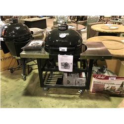 PRIMO OVAL 300 SERIES CHARCOAL SMOKER / GRILL WITH MOBILE CART, BOX OF ACACIA HARDWOOD  LUMP