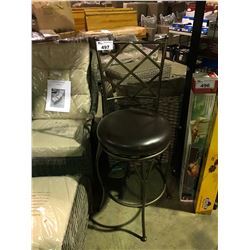 METAL / LEATHER HIGH BACK SWIVEL BAR CHAIR