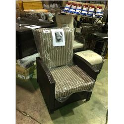 DARK RATTAN OUTDOOR PATIO RECLINING ARM CHAIR WITH CUSHIONS