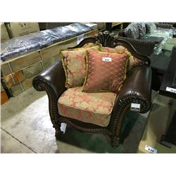 BAR 605 LEATHER STUDDED OVER SIZED ARM CHAIR WITH 2 THROW CUSHIONS