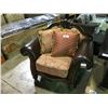 Image 1 : BAR 605 LEATHER STUDDED OVER SIZED ARM CHAIR WITH 2 THROW CUSHIONS