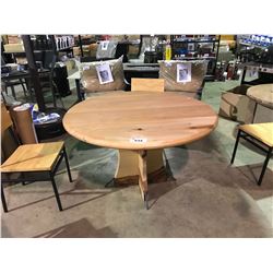 SOLID WOOD 48" ROUND UNFINISHED METAL FOOT DINNING TABLE