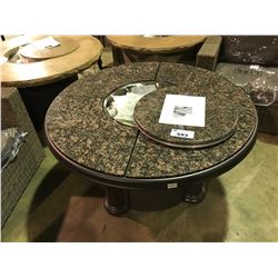 THE OUTDOOR GREAT ROOM GRAND COLONIAL BLACK GRANITE TOP PROPANE PATIO FIRE PIT TABLE WITH  LAZY