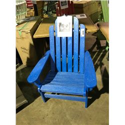 HEAVY DUTY RECYCLED PLASTIC DEEP SEAT ADIRONDACK CHAIR BLUE