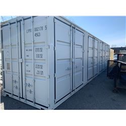 BRAND NEW 40FT STORAGE SHIPPING CONTAINER WITH 4 SIDE DOORS AND 1 REAR DOOR