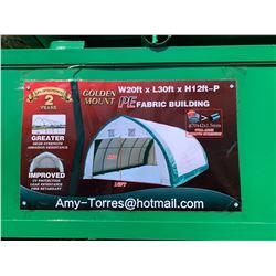 BRAND NEW GOLDEN MOUNT PEAK S203012P POINT ROOF STORAGE SHELTER 20'X30'X12'