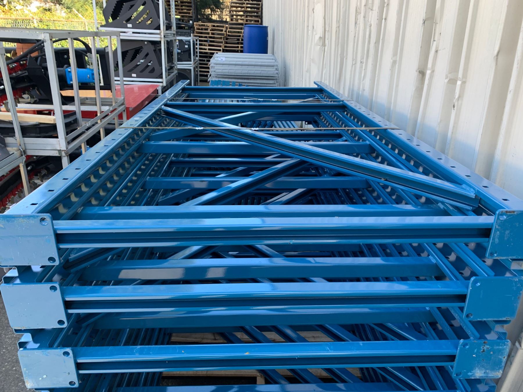 3 - BLUE 8' X 4' INDUSTRIAL PALLET RACK UPRIGHTS & 6 - 8' HEAVY DUTY ...