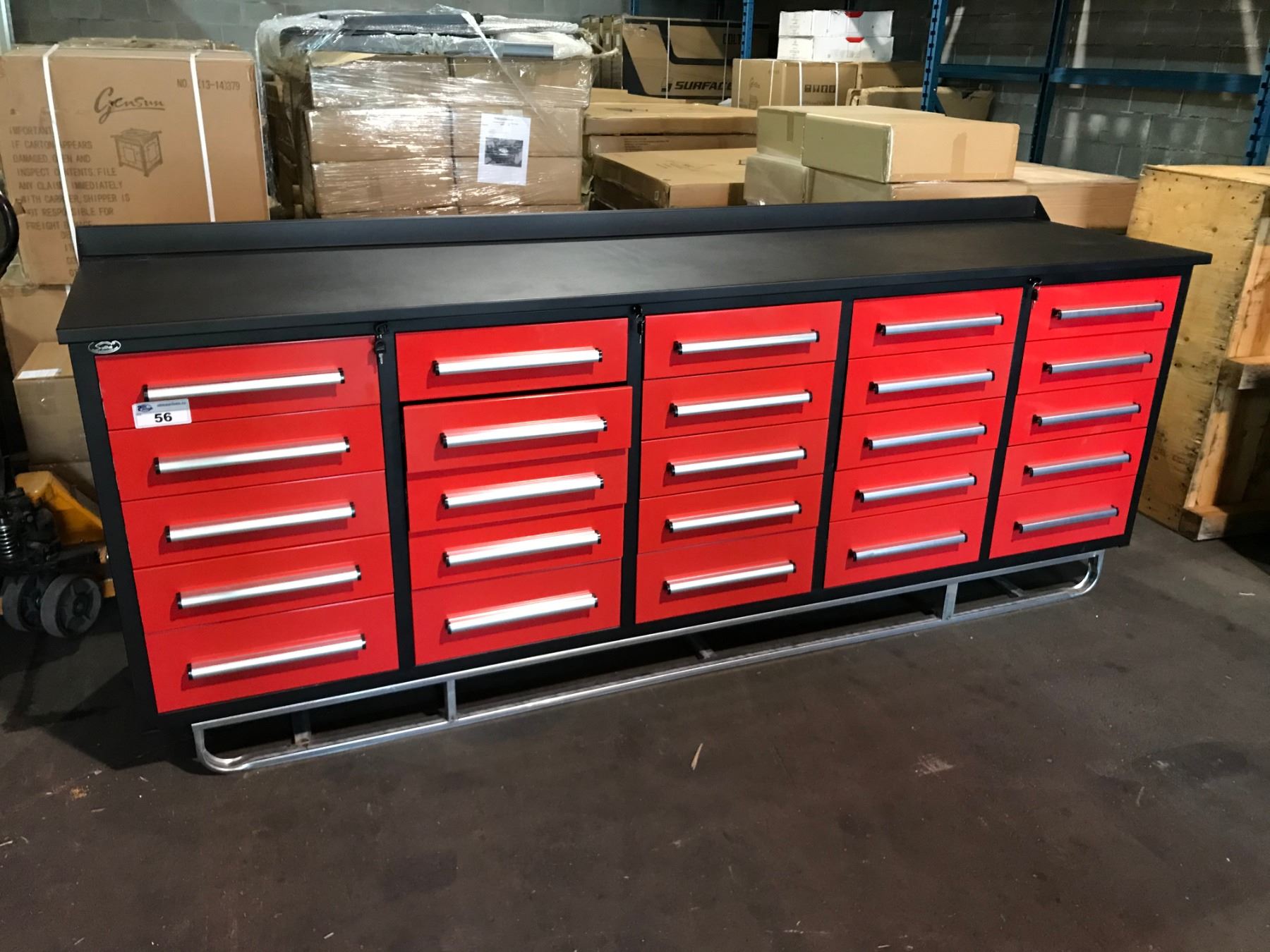 2020 RED STEELMAN 10FT WORK BENCH WITH 25 DRAWERS, 113W X 29 X39