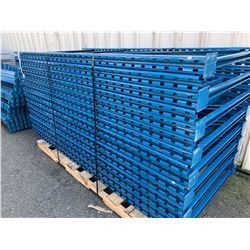 6 - BLUE 8' X 4' INDUSTRIAL PALLET RACK UPRIGHTS & 30 - 8' HEAVY DUTY CROSSBARS