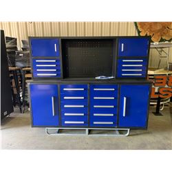 2020 STEELMAN BLUE 7FT  WORK BENCH WITH 18 LOCKING DRAWERS