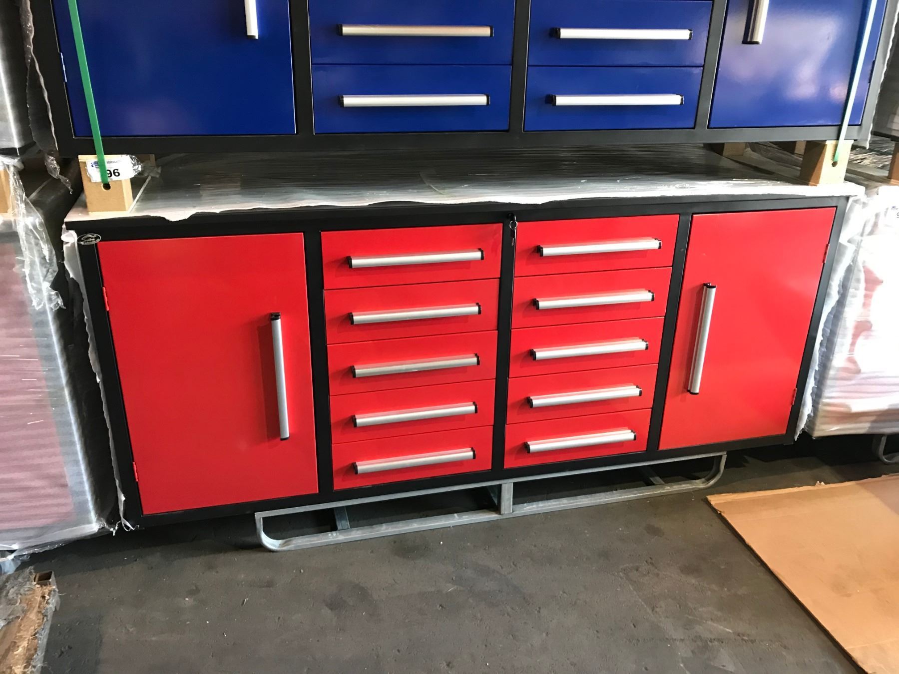 2020 RED STEELMAN 7FT WORK BENCH WITH 10 DRAWERS, 87W X 29 X39