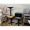 Image 1 : 7 ZEBRA DESIGN CHAIRS, 3 ROUND TABLES 26" X 30" & PANASONIC MICROWAVE