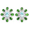 Image 1 : Natural SKY BLUE TOPAZ CHROME DIOPSIDE Earrings