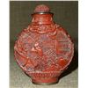 Image 1 : ANTIQUE CHINESE HAND CARVED CINNABAR SNUFF BOTTLE