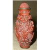 Image 2 : ANTIQUE CHINESE HAND CARVED CINNABAR SNUFF BOTTLE