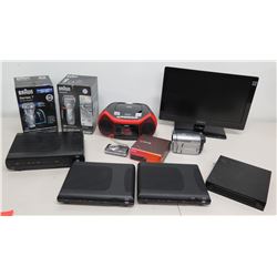 Qty 2 Braun Smart Shavers, 3 Cisco Routers, Coby Boom Box, Sony Handycam etc