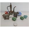 Image 1 : Misc Asian Décor - 2 Horses, Glazed Porcelain Animals, Pitcher, etc