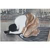 Image 2 : Large Framed 46" x 38" Asian Art on Canvas, Praying Figure, Japanese Characters