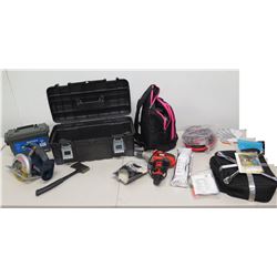 Ryobi Circular Saw, Black & Decker Drill Driver, Sheffield Field Box, Tire Iron, Toolbox