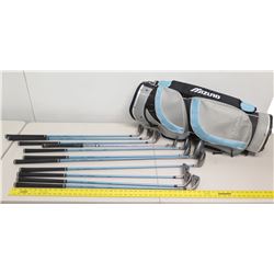 Qty 11 Sora Golf Clubs & Putters w/ Mizuno Sora Golf Bag