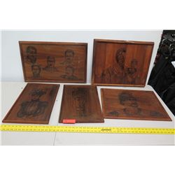 Qty 5 Laser-Etched Wooden Hawaiiana Plaques (not from HPD)