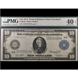 1914 $10 Cleveland Federal Reserve Note PMG 40EPQ