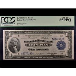 1918 $1 Boston Federal Reserve Bank Note PCGS 65PPQ