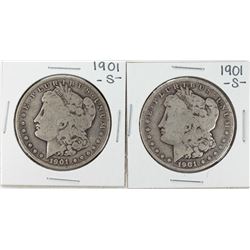 Lot of (2) 1901-S $1 Morgan Silver Dollar Coins