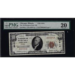 1929 $10 Washington Park NB of Chicago, IL CH# 3916 National Note PMG Very Fine 20
