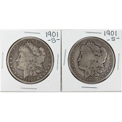 Lot of (2) 1901-S $1 Morgan Silver Dollar Coins