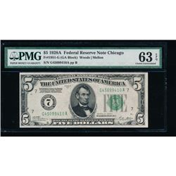 1928A $5 Chicago Federal Reserve Note PMG 63EPQ