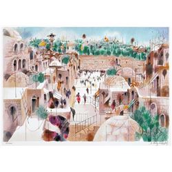 Shmuel Katz- Original serigraph "The Jewish Quarter"