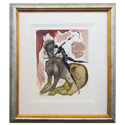 Salvador Dali- Original Color Woodcut on B.F.K. Rives Paper "Inferno 12"