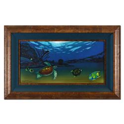 Wyland, "Undersea View (With Reef)" Framed Original Oil Painting on Canvas, Hand Signed with Certifi
