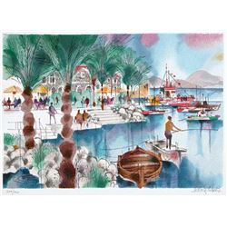 Shmuel Katz- Original serigraph "Fisherman of the Kineret "