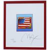 Image 2 : Peter Max- Original Lithograph "Flag with Heart on Blue"