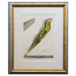 Salvador Dali- Original Color Woodcut on B.F.K. Rives Paper "Inferno 14"