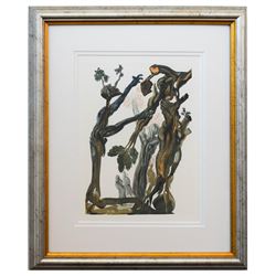 Salvador Dali- Original Color Woodcut on B.F.K. Rives Paper "Inferno 13"