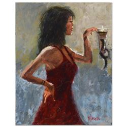 Michael Maselli, "Candlelight" Original Acrylic Painting on Canvas, Hand Signed with Certificate of 