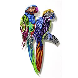 Patricia Govezensky- Original Painting on Laser Cut Steel "Two Parrots V"