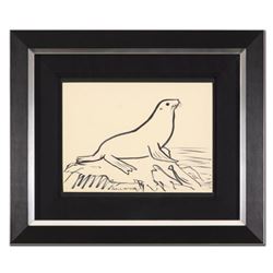 Wyland, "Seal" Framed Original Sketch, Hand Signed with Certificate of Authenticity.