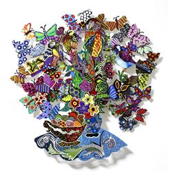 Patricia Govezensky- Original Painting on Cutout Steel "Colorful Nature"