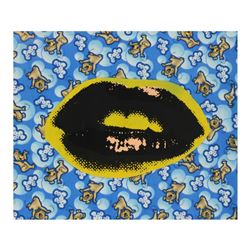 Steve Kaufman (1960-2010), "Lips" Hand Painted Limited Edition Silkscreen on Canvas with Yogi Bear F