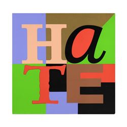 Steve Kaufman (1960-2010), "Hate" Limited Edition Silkscreen on Canvas, Numbered 43/50 and Hand Sign