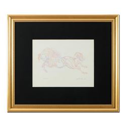 Guillaume Azoulay, "Essai AC" Framed Original Color Pencil Drawing, Hand Signed with Letter of Authe