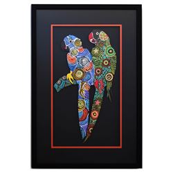 Patricia Govezensky- Original Painting on Laser Cut Steel "Two Parrots IX"