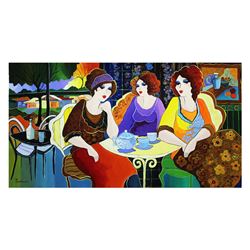 Patricia Govezensky- Original Acrylic On Canvas "Quiet Conversation"