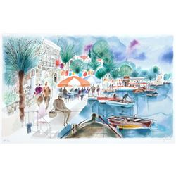 Shmuel Katz- Original serigraph "Fisherman and Basket"